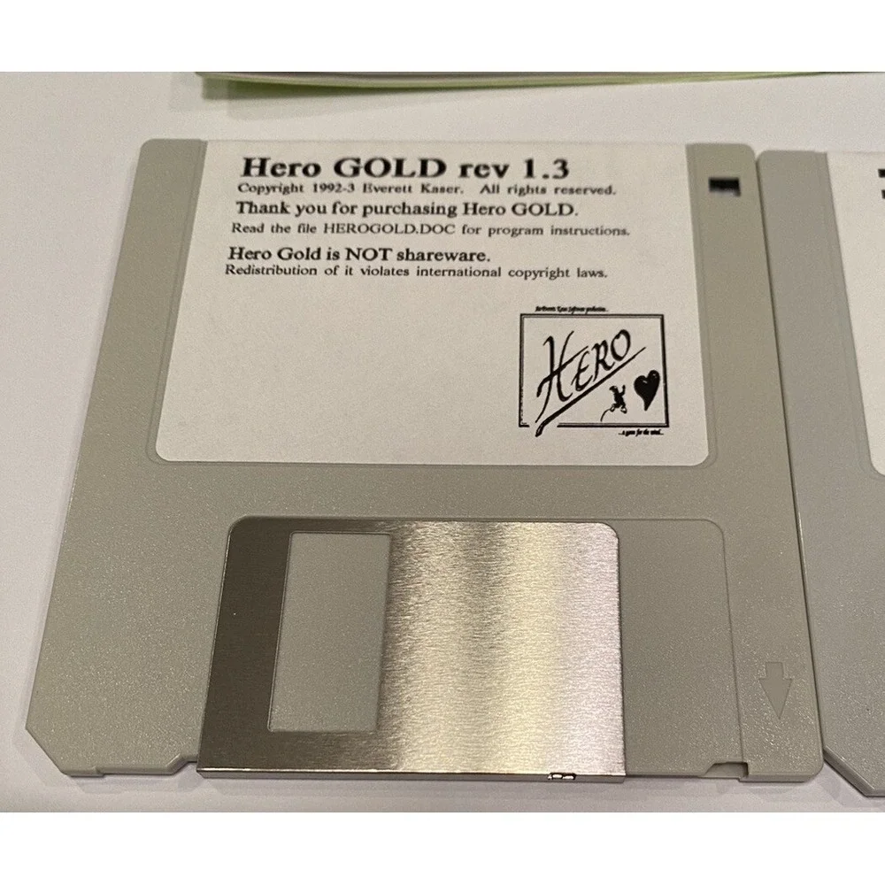 RARE Vtg Hero Gold Game PC 3.5 Lot Of 3 Floppy Disks Everett Kaser 1992 Manuals